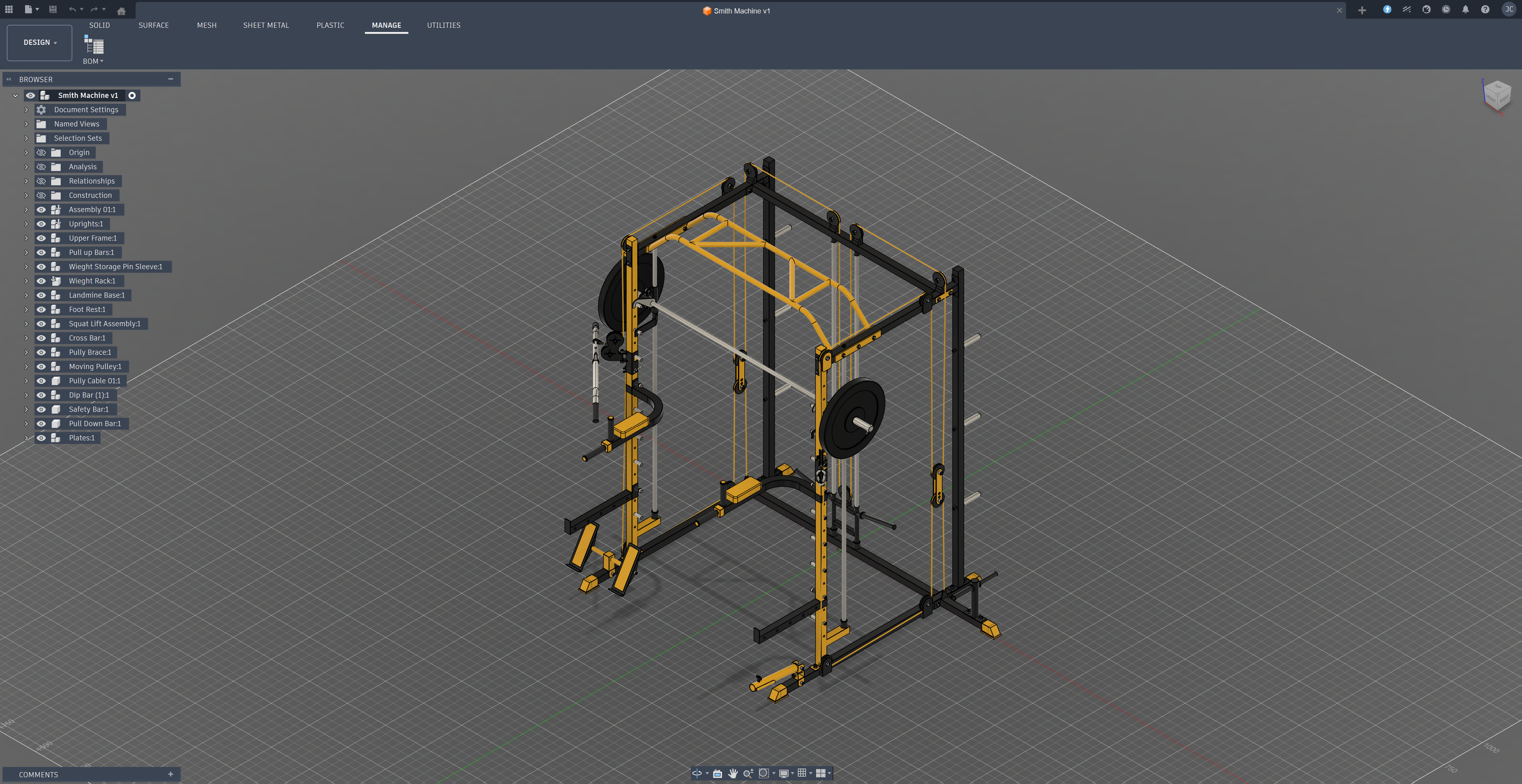 Fusion 360 top header with Manage button